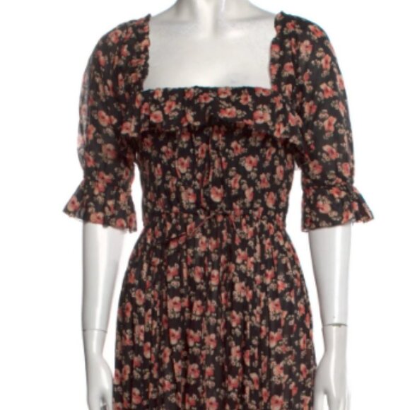 Doen Sol Shirred Cotton Maxi Dress in Poppy XS - Picture 4 of 10